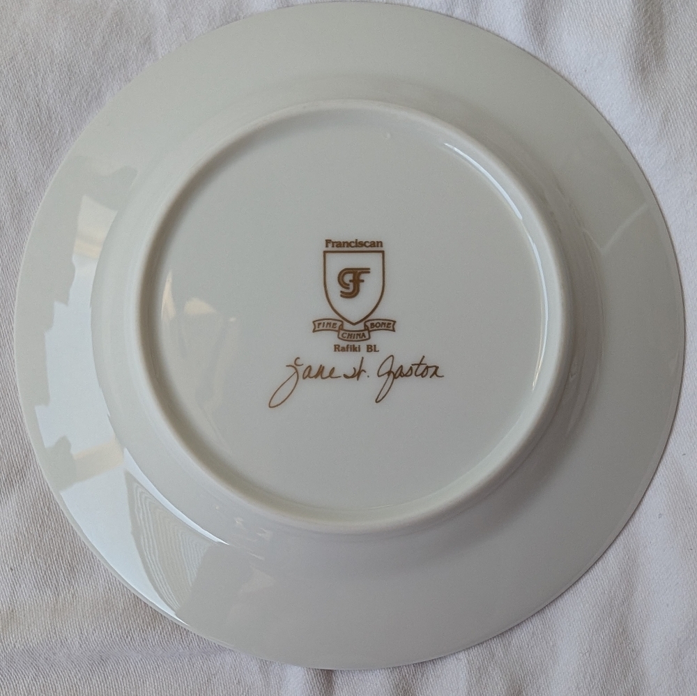 Franciscan Rafiki Blue Floral Animals Gold 4 Place Setting Pieces Discontinued - Picture 9 of 16